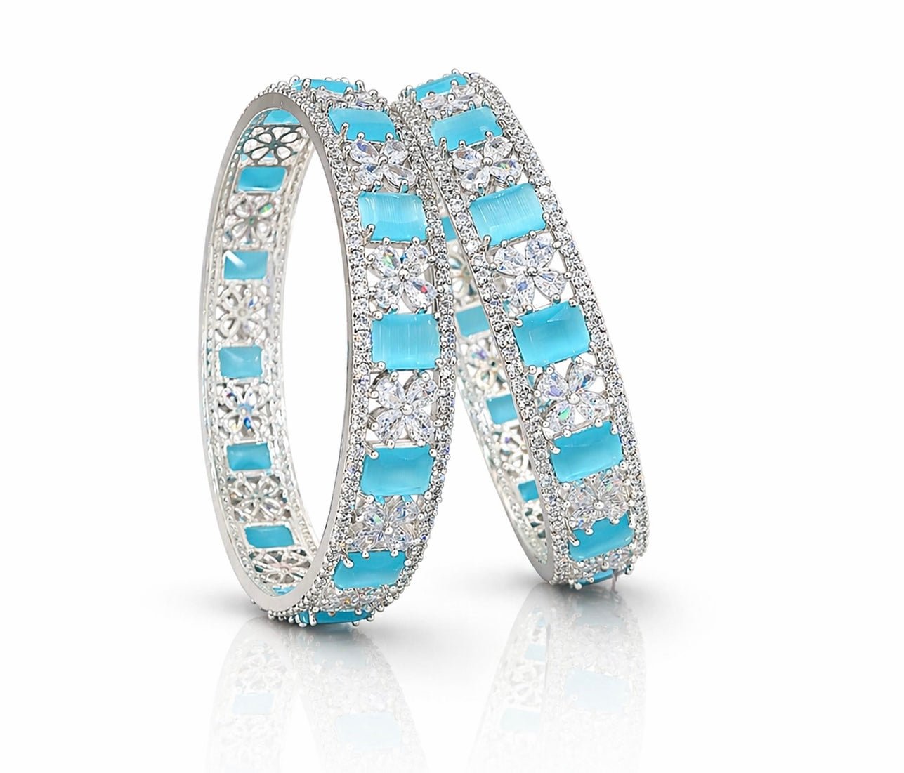 Cz Bangles Silver 09776 - KRISHNA'S SWETA JEWELLERY