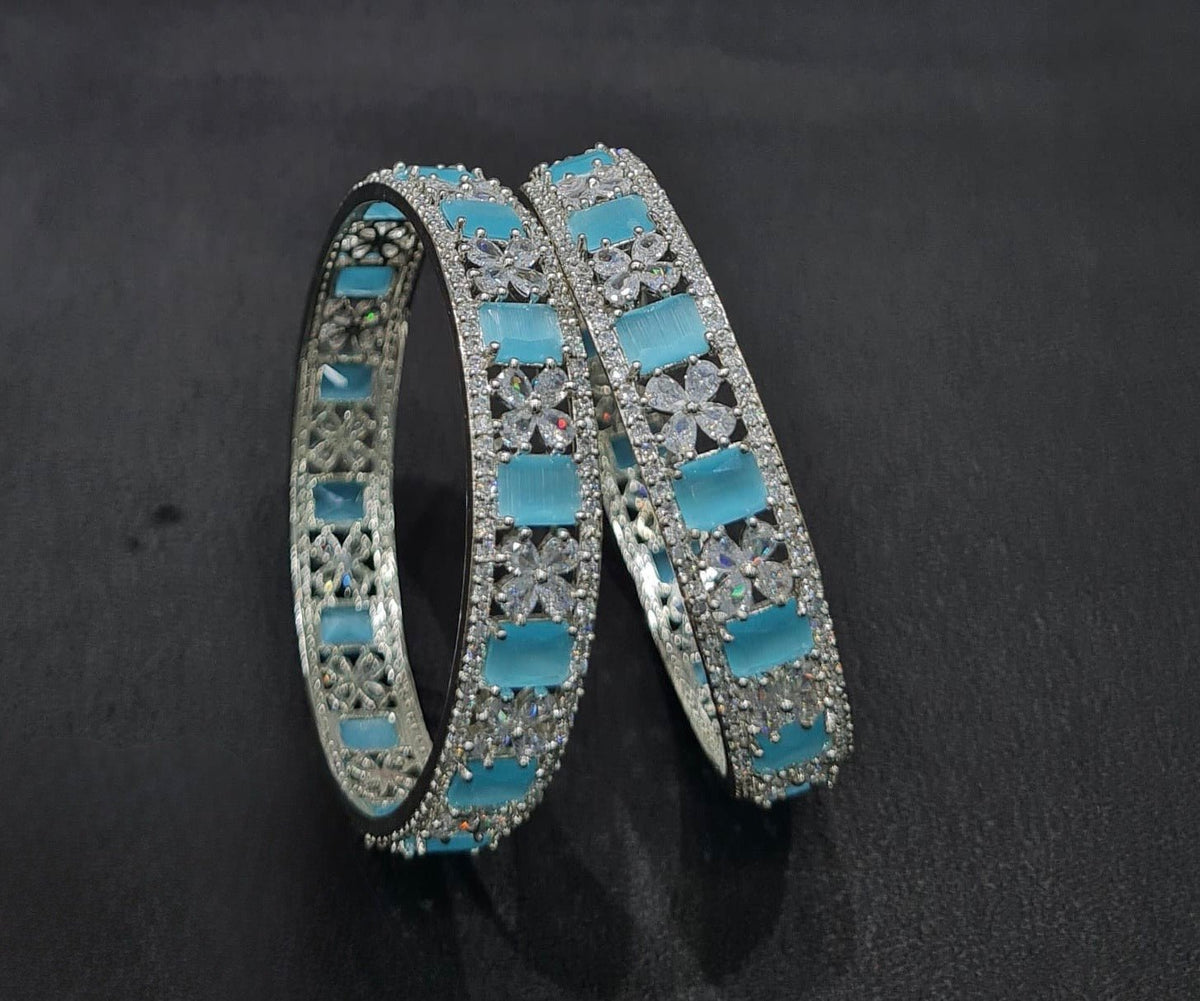 Cz Bangles Silver 09776 - KRISHNA'S SWETA JEWELLERY