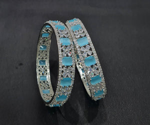 Cz Bangles Silver 09776 - KRISHNA'S SWETA JEWELLERY