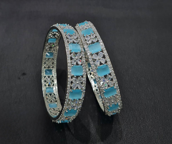 Cz Bangles Silver 09776 - KRISHNA'S SWETA JEWELLERY