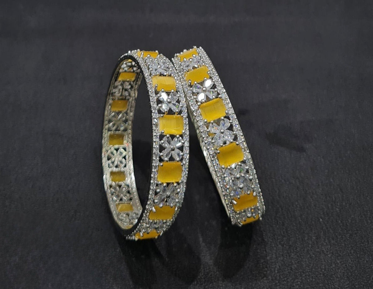 Cz Bangles Silver 09776 - KRISHNA'S SWETA JEWELLERY