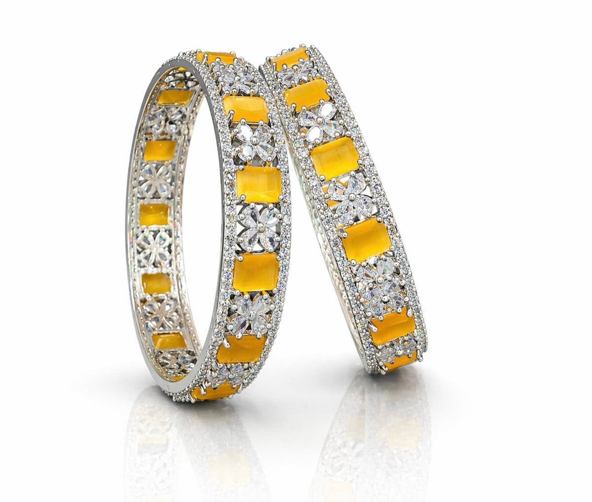 Cz Bangles Silver 09776 - KRISHNA'S SWETA JEWELLERY