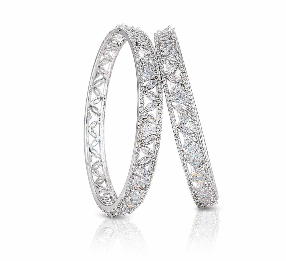 Cz Bangles Silver 09789 - KRISHNA'S SWETA JEWELLERY
