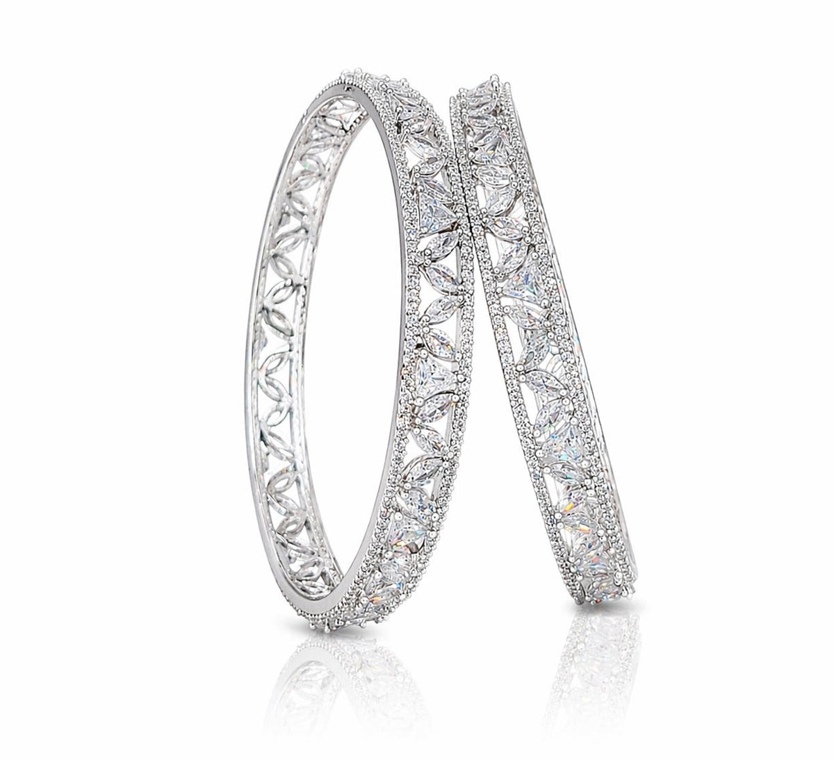 Cz Bangles Silver 09789 - KRISHNA'S SWETA JEWELLERY