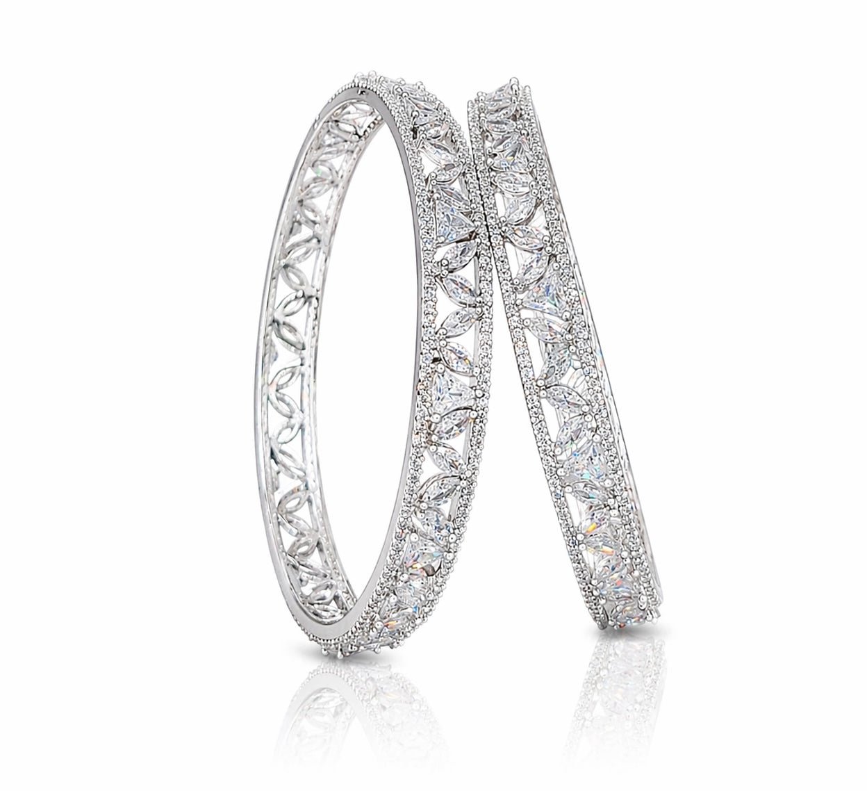 Cz Bangles Silver 09789 - KRISHNA'S SWETA JEWELLERY
