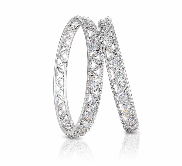 Cz Bangles Silver 09789 - KRISHNA'S SWETA JEWELLERY