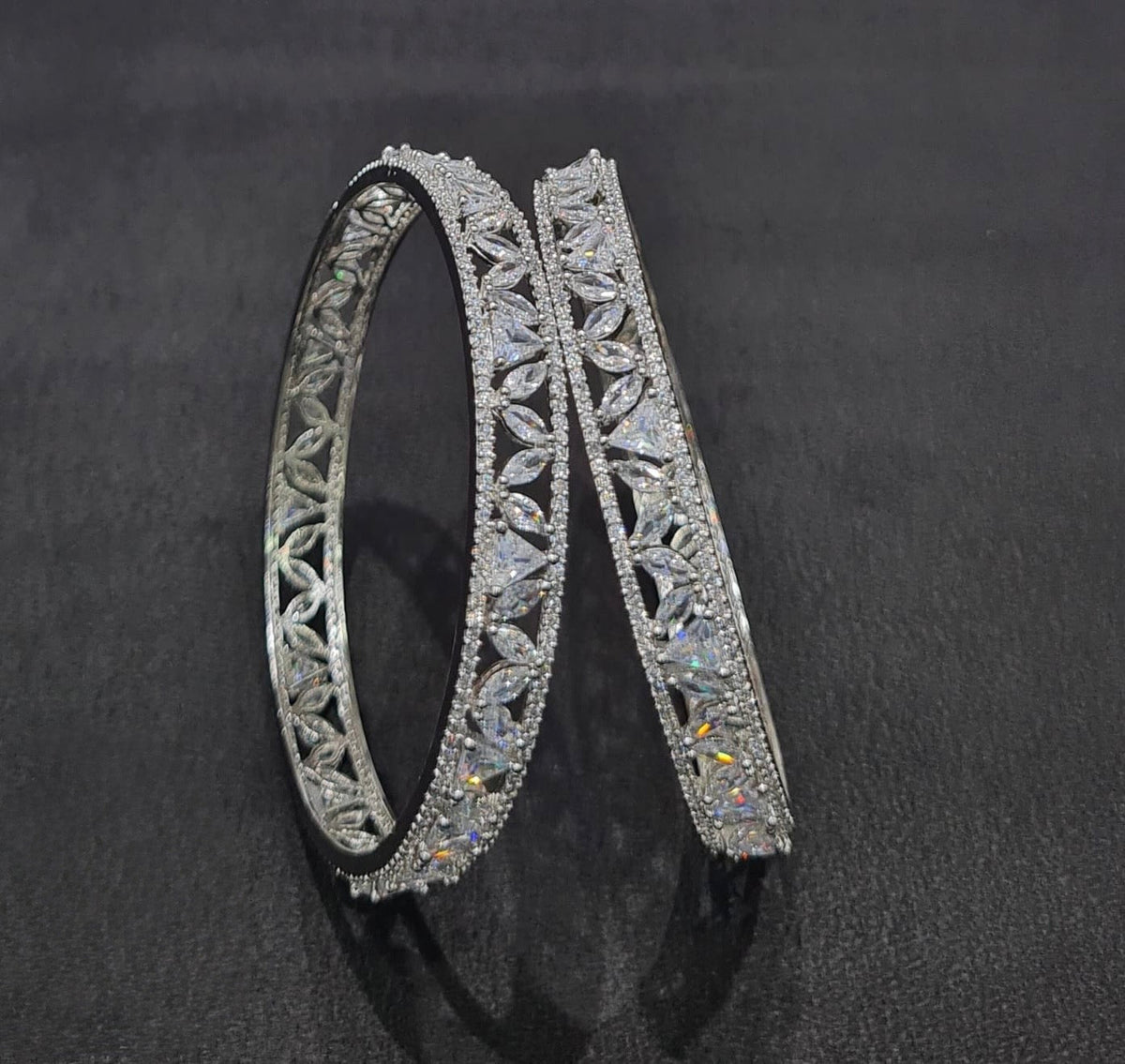 Cz Bangles Silver 09789 - KRISHNA'S SWETA JEWELLERY