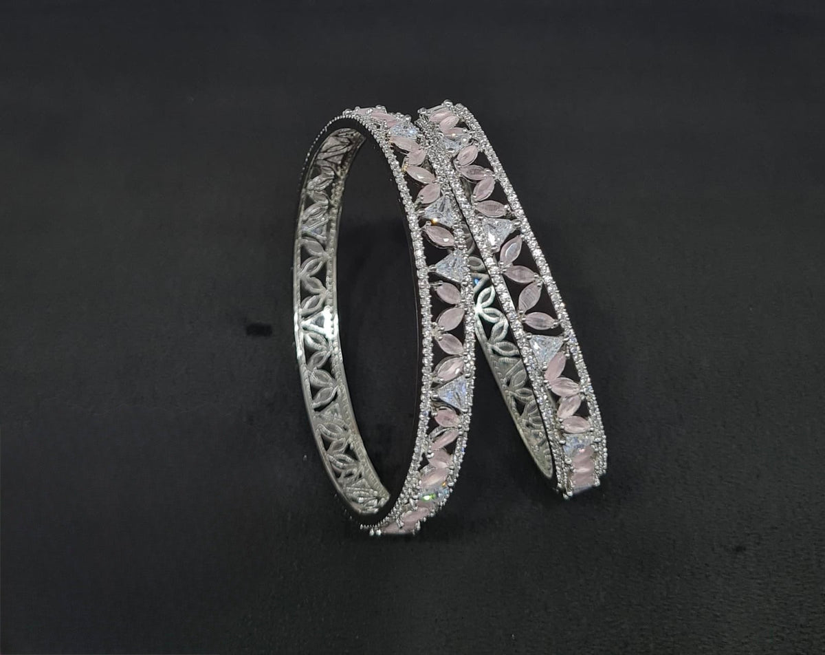 Cz Bangles Silver 09789 - KRISHNA'S SWETA JEWELLERY