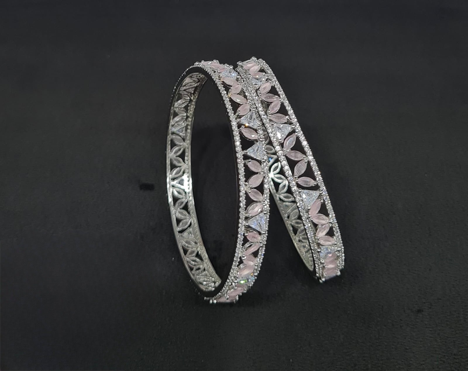 Cz Bangles Silver 09789 - KRISHNA'S SWETA JEWELLERY
