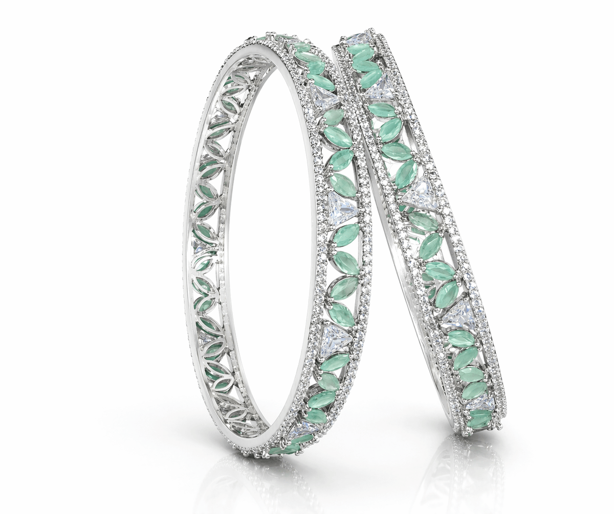 Cz Bangles Silver 09789 - KRISHNA'S SWETA JEWELLERY