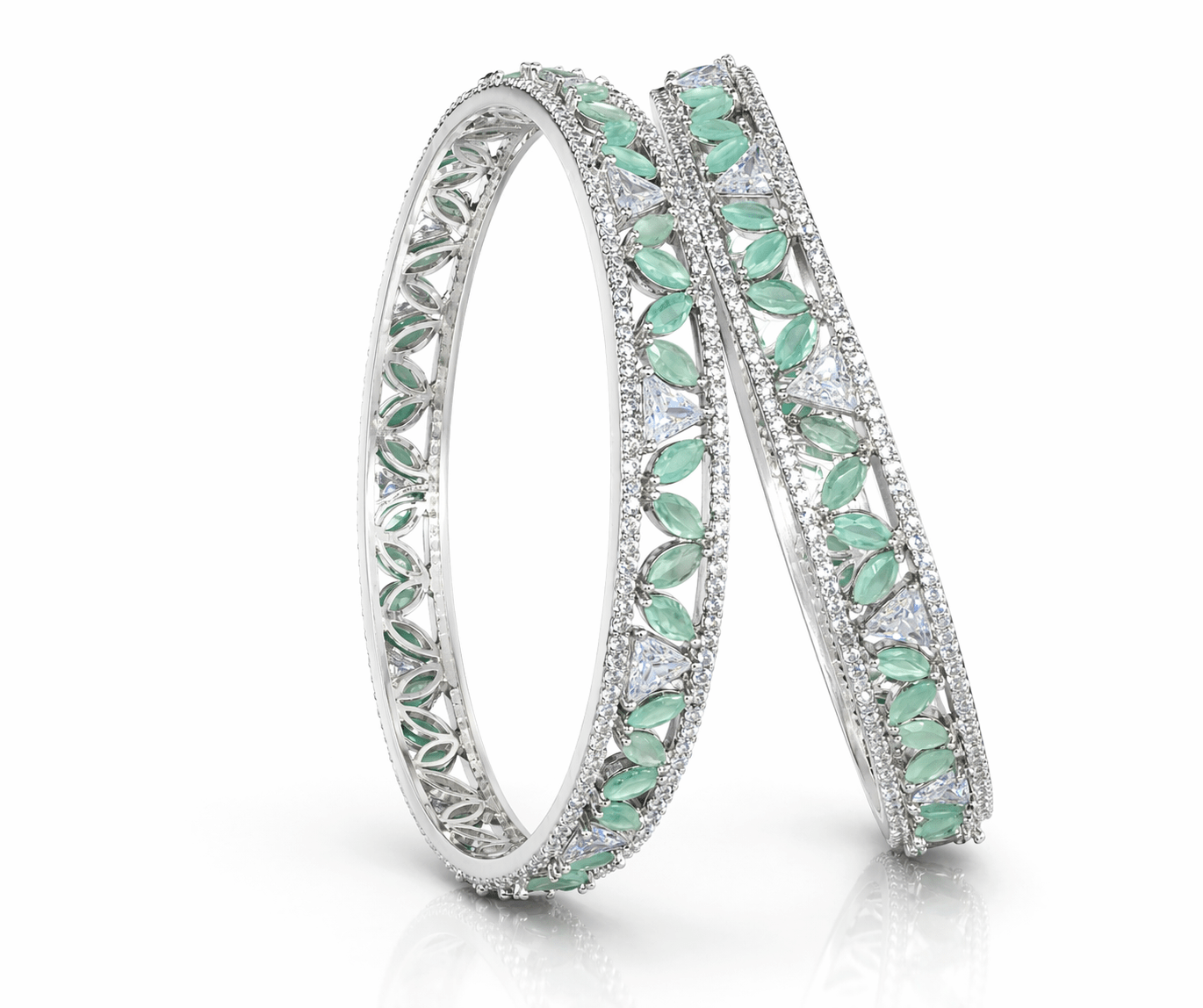 Cz Bangles Silver 09789 - KRISHNA'S SWETA JEWELLERY