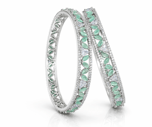 Cz Bangles Silver 09789 - KRISHNA'S SWETA JEWELLERY