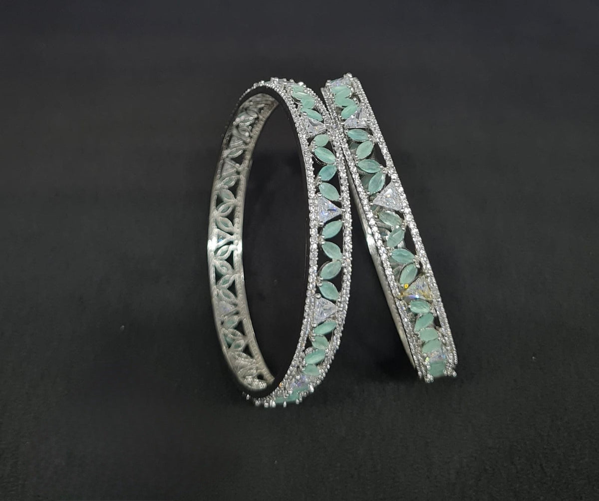 Cz Bangles Silver 09789 - KRISHNA'S SWETA JEWELLERY