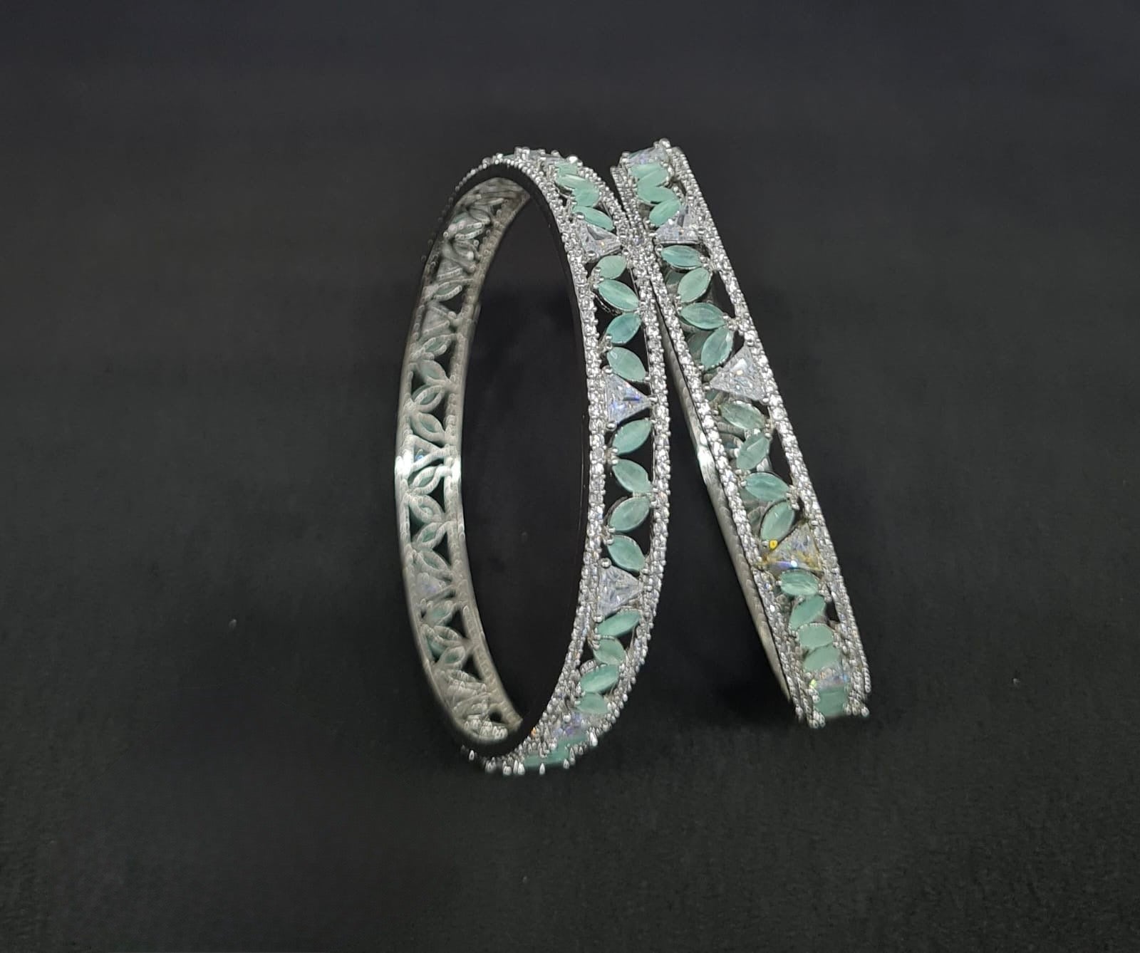 Cz Bangles Silver 09789 - KRISHNA'S SWETA JEWELLERY