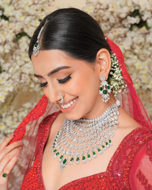 Cz Bride Necklace 01768 - KRISHNA'S SWETA JEWELLERY