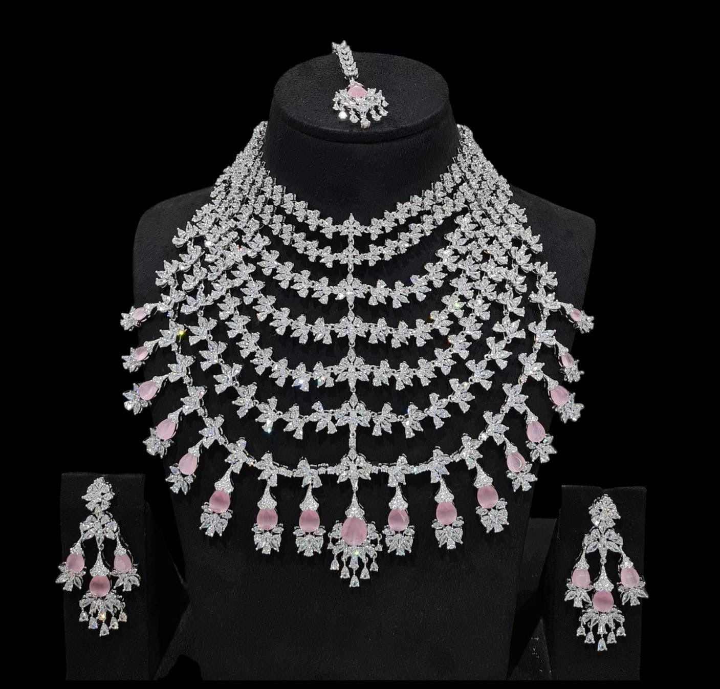 Cz Bride Necklace 01768 - KRISHNA'S SWETA JEWELLERY