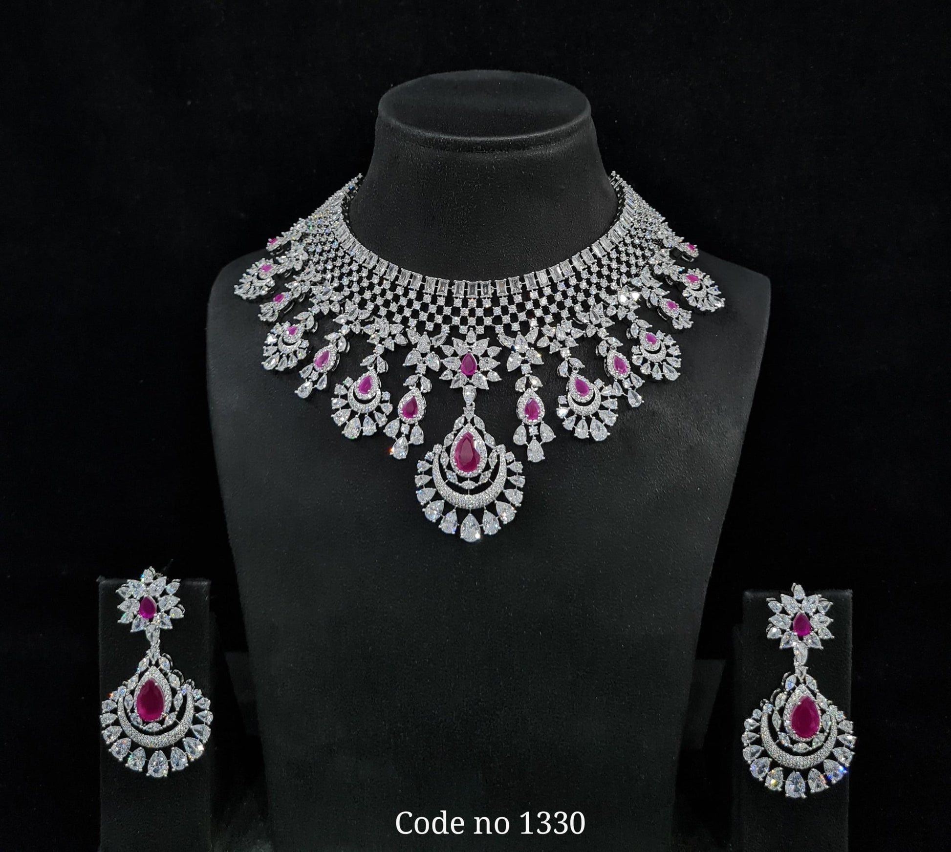 Cz Bride Set 02258 - KRISHNA'S SWETA JEWELLERY