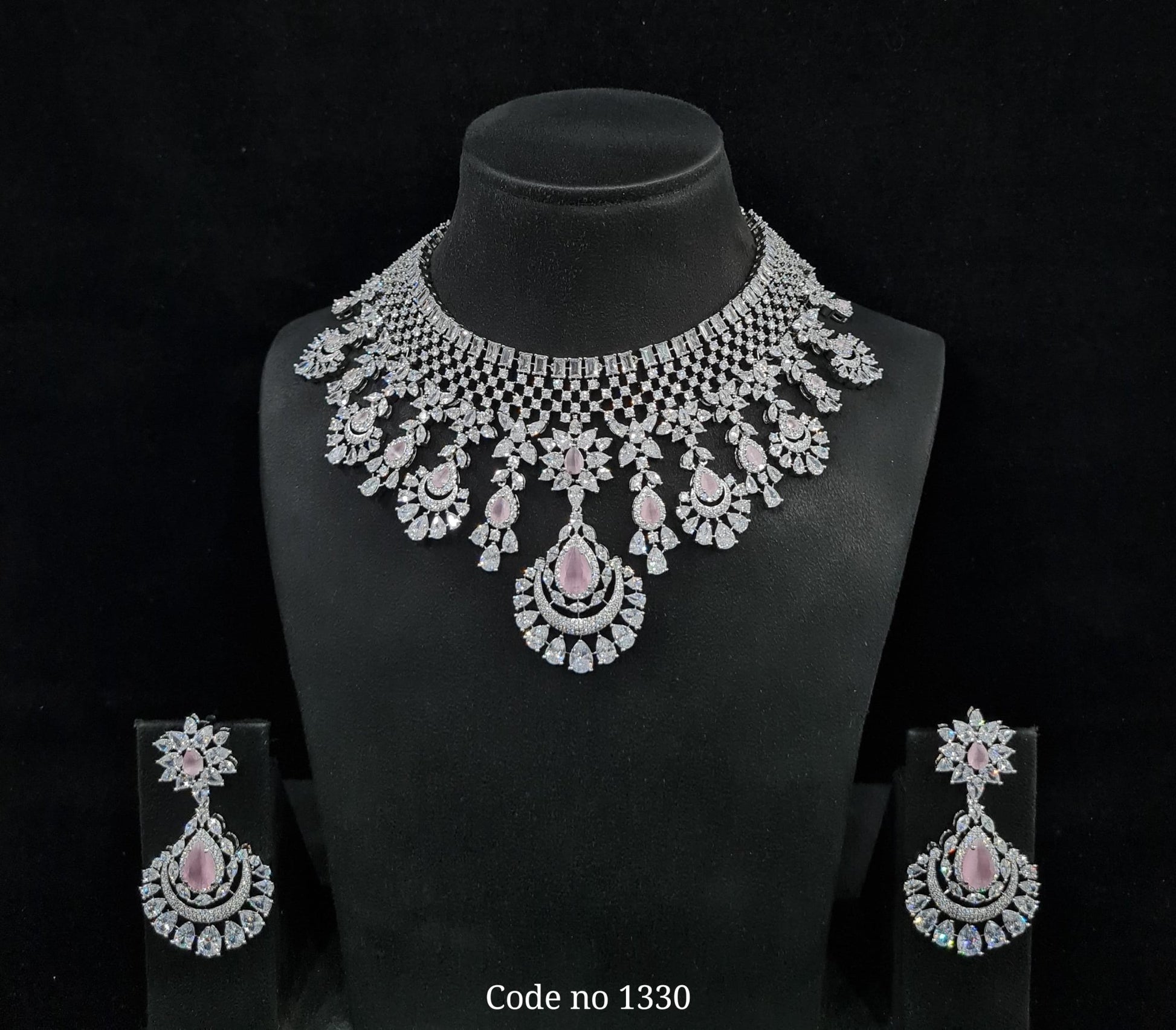 Cz Bride Set 02258 - KRISHNA'S SWETA JEWELLERY