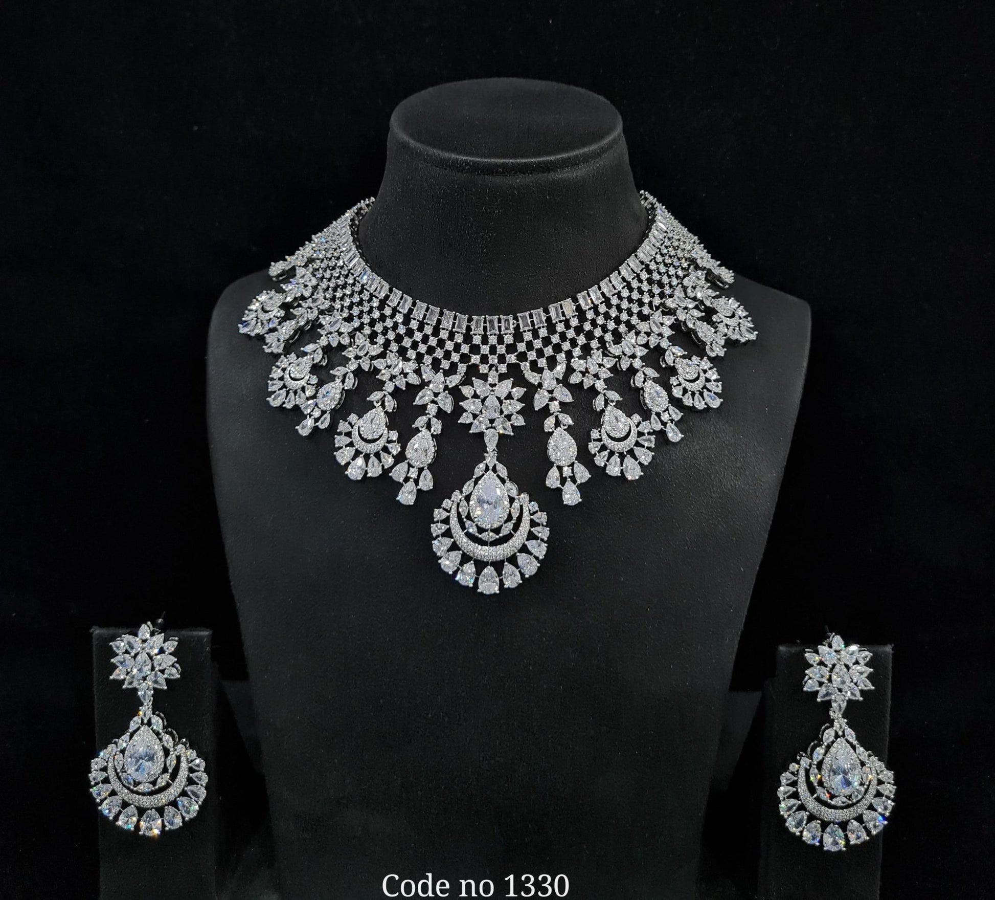 Cz Bride Set 02258 - KRISHNA'S SWETA JEWELLERY