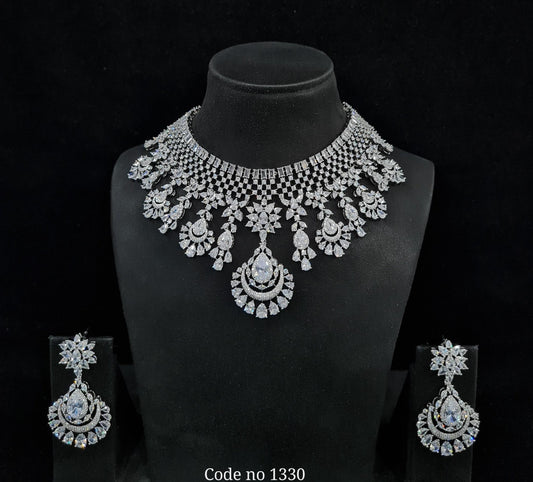 Cz Bride Set 02258 - KRISHNA'S SWETA JEWELLERY