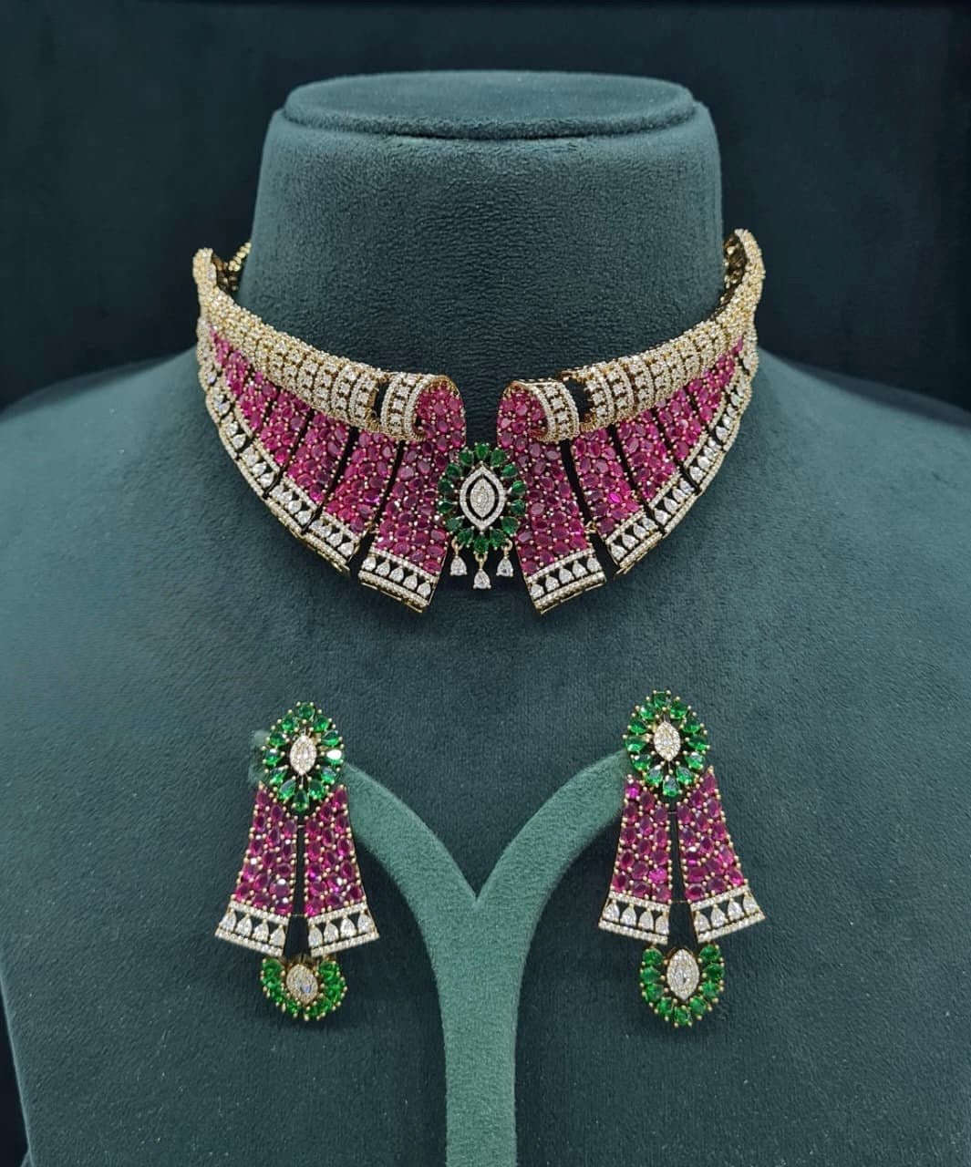 Cz Bride Set 05464 - KRISHNA'S SWETA JEWELLERY