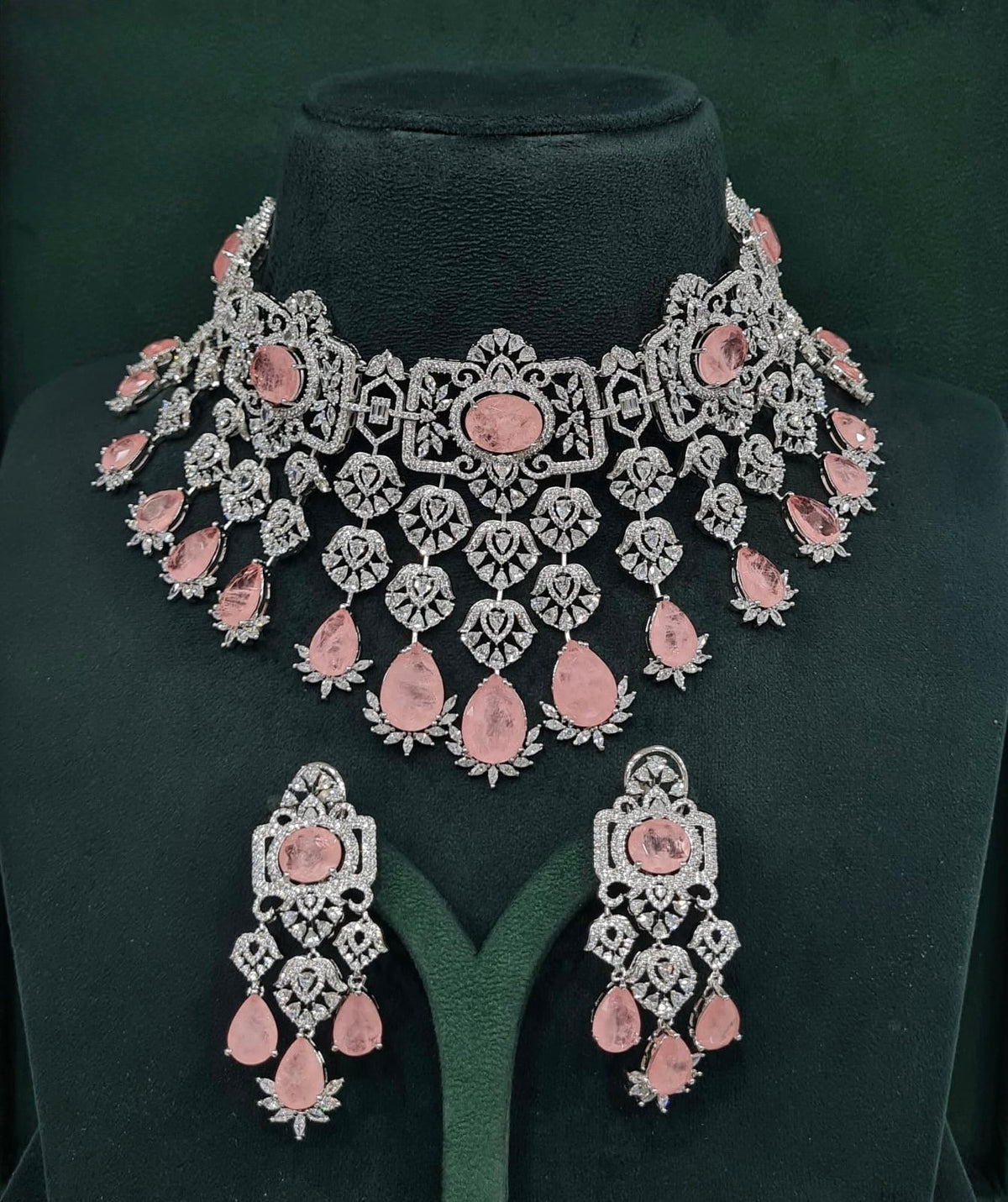Cz Bride Set 10378 - KRISHNA'S SWETA JEWELLERY