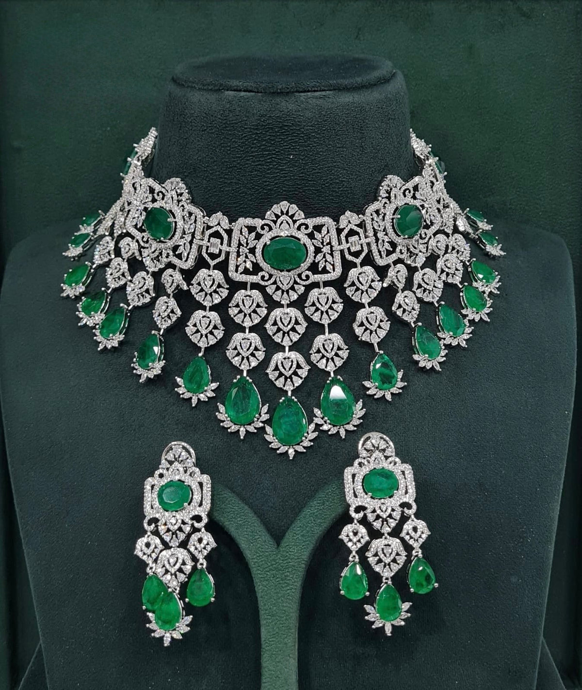 Cz Bride Set 10378 - KRISHNA'S SWETA JEWELLERY