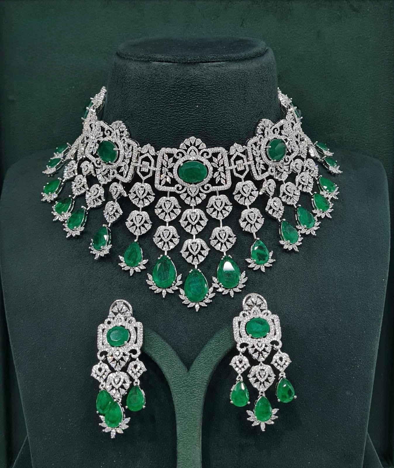 Cz Bride Set 10378 - KRISHNA'S SWETA JEWELLERY