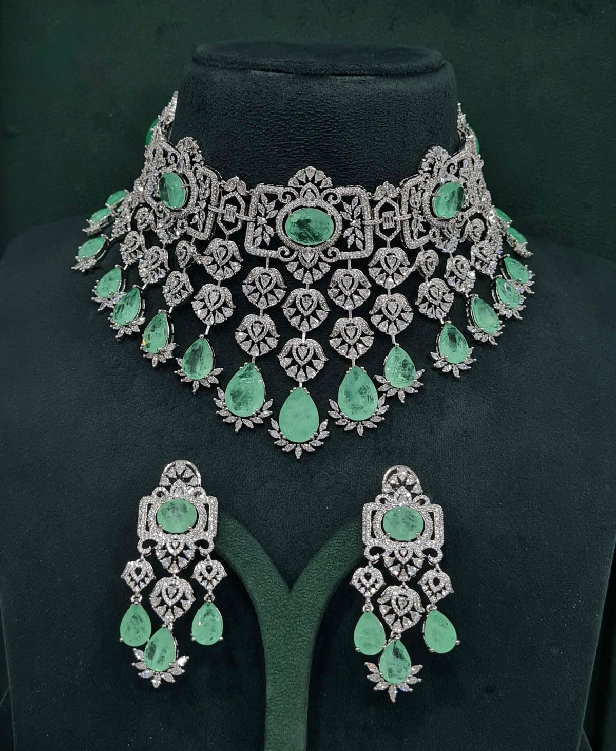 Cz Bride Set 10378 - KRISHNA'S SWETA JEWELLERY