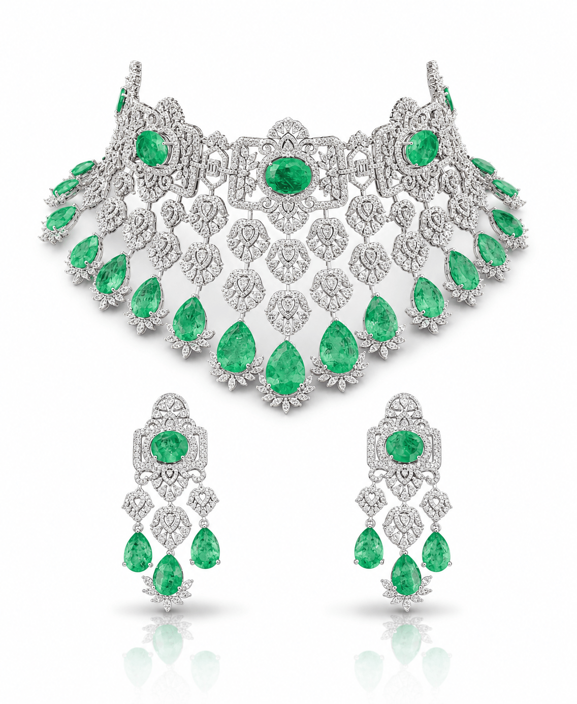 Cz Bride Set 10378 - KRISHNA'S SWETA JEWELLERY