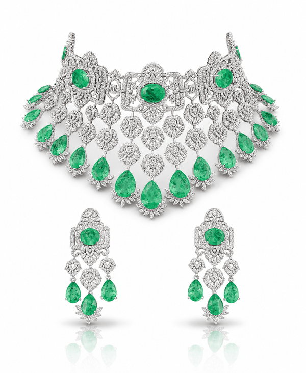 Cz Bride Set 10378 - KRISHNA'S SWETA JEWELLERY