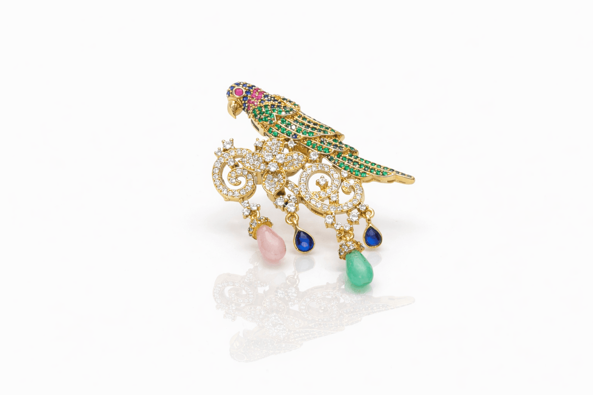 Cz Brooch 09424 - KRISHNA'S SWETA JEWELLERY