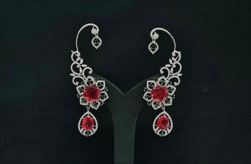 Cz Carving Earcuff 08883 - KRISHNA'S SWETA JEWELLERY