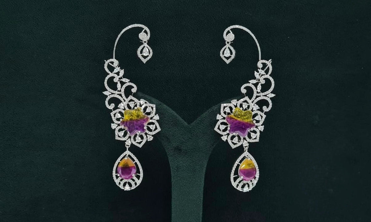 Cz Carving Earcuff 08883 - KRISHNA'S SWETA JEWELLERY