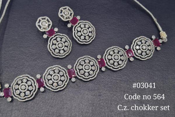 Cz Choker 03041 - KRISHNA'S SWETA JEWELLERY