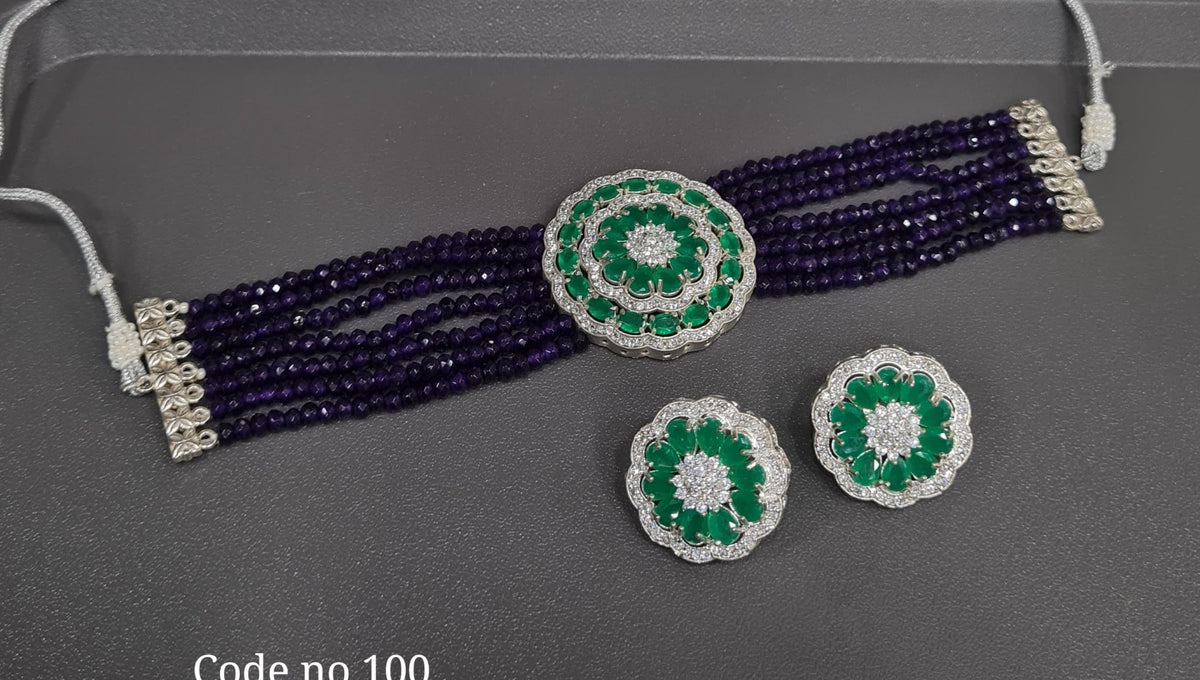 Cz Choker 03962 - KRISHNA'S SWETA JEWELLERY