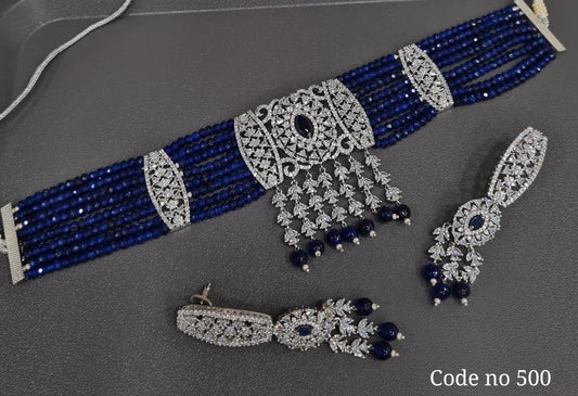 Cz Choker 03965 - KRISHNA'S SWETA JEWELLERY