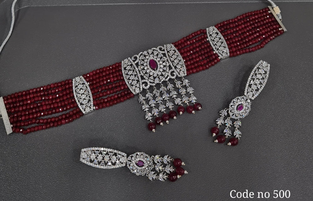 Cz Choker 03965 - KRISHNA'S SWETA JEWELLERY