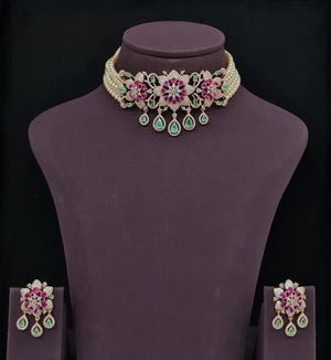 Cz Choker 10574 - KRISHNA'S SWETA JEWELLERY
