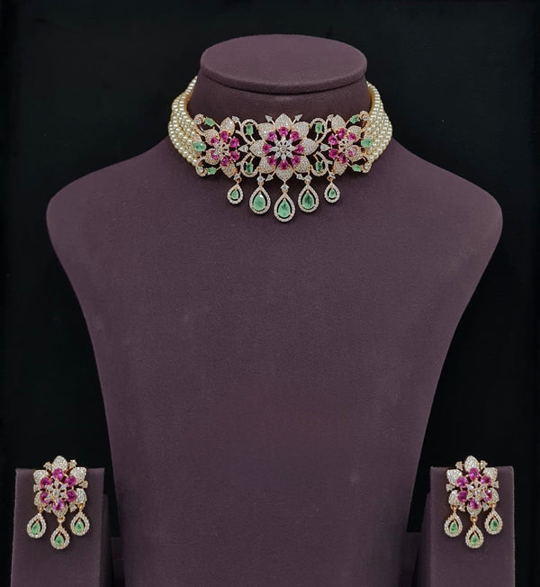Cz Choker 10574 - KRISHNA'S SWETA JEWELLERY