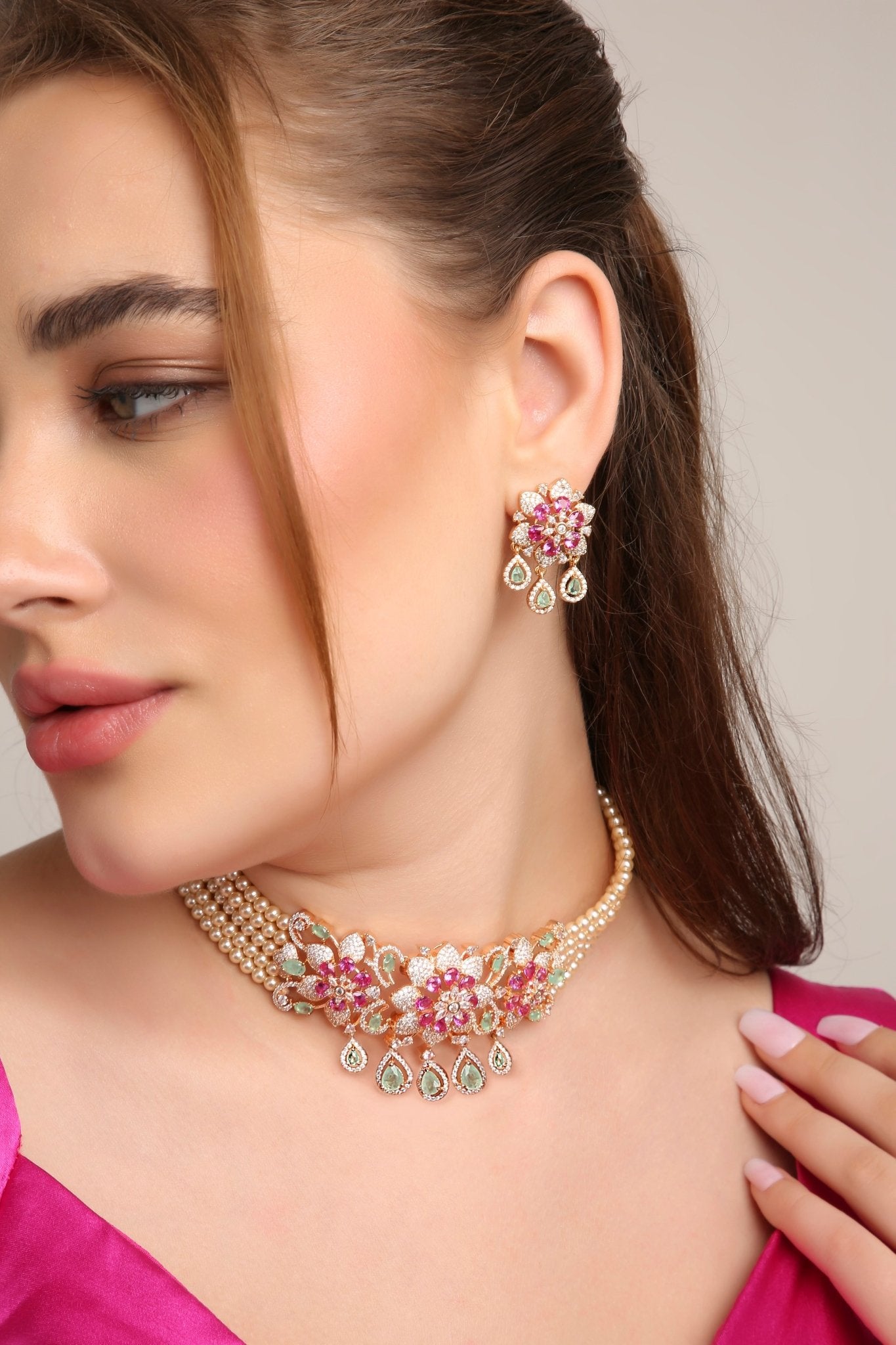 Cz Choker 10574 - KRISHNA'S SWETA JEWELLERY