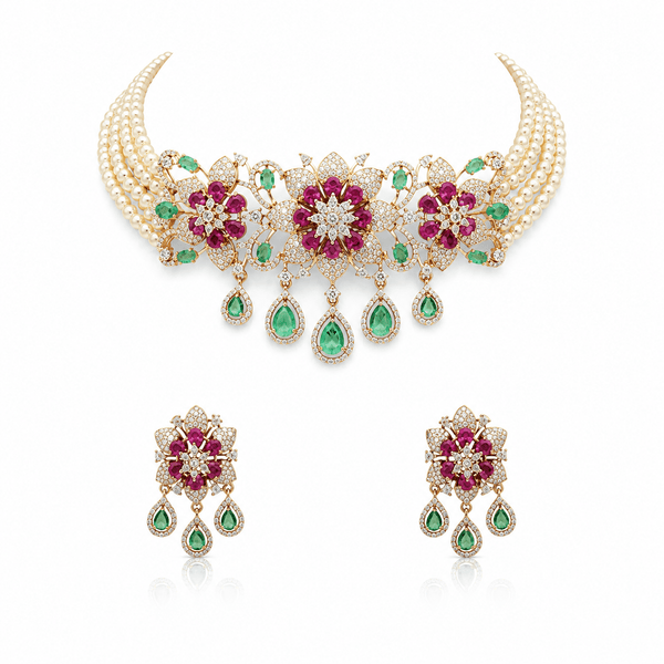 Cz Choker 10574 - KRISHNA'S SWETA JEWELLERY
