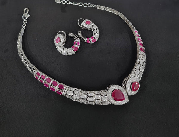 Cz Collar Necklace 09483 - KRISHNA'S SWETA JEWELLERY