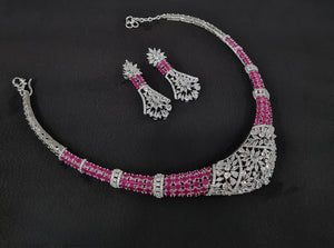 Cz Collar Necklace 09484 - KRISHNA'S SWETA JEWELLERY