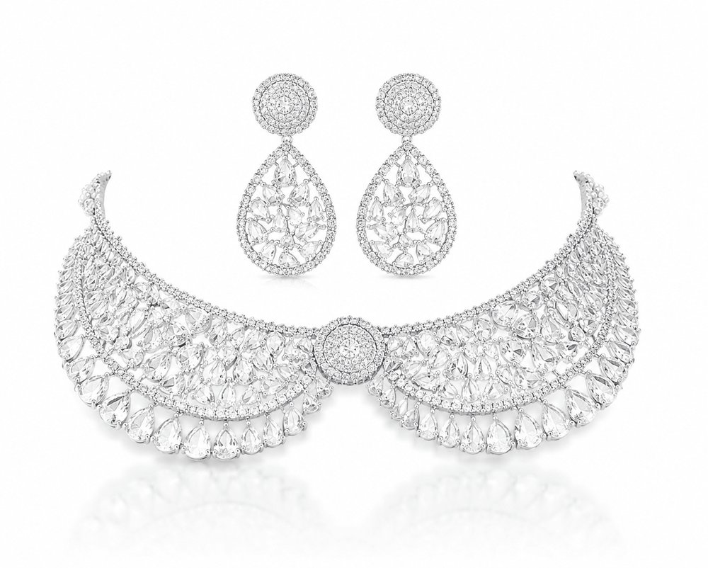Cz Collar Necklace 10002 - KRISHNA'S SWETA JEWELLERY