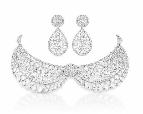 Cz Collar Necklace 10002 - KRISHNA'S SWETA JEWELLERY