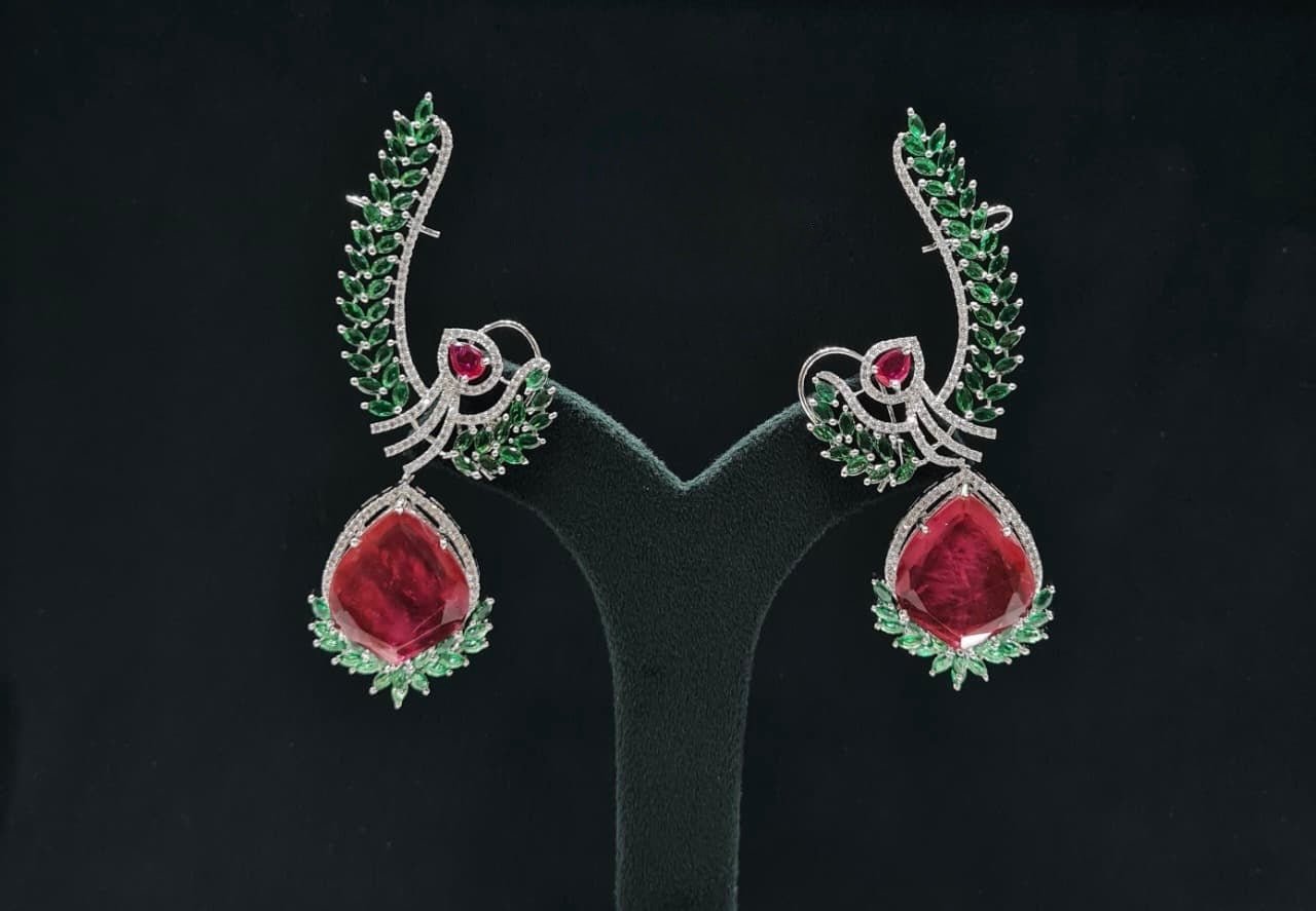 Cz Doublet Earcuff 08126 - KRISHNA'S SWETA JEWELLERY