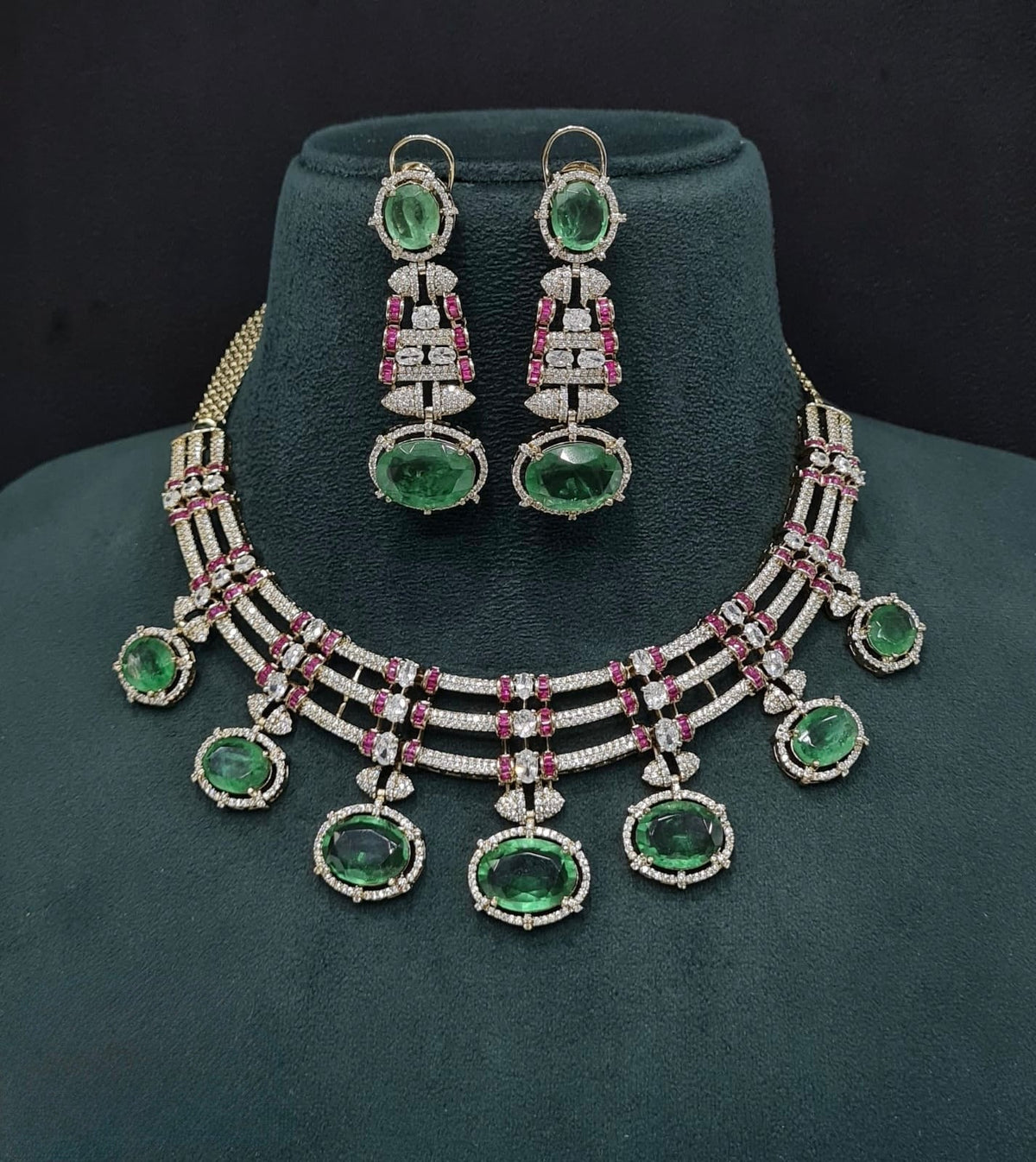 Cz Doublet Necklace 09865 - KRISHNA'S SWETA JEWELLERY