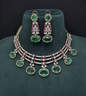Cz Doublet Necklace 09865 - KRISHNA'S SWETA JEWELLERY