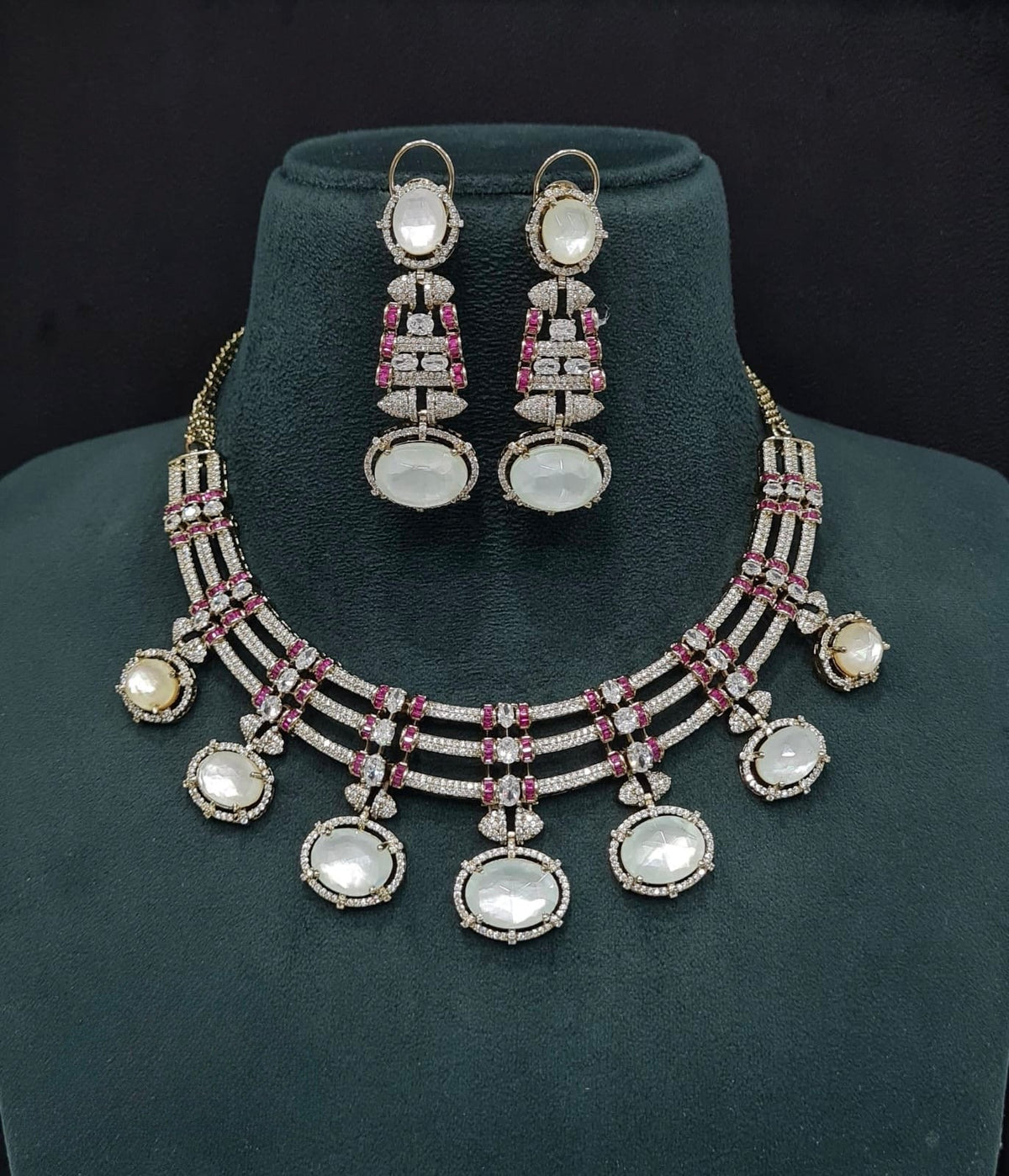 Cz Doublet Necklace 09865 - KRISHNA'S SWETA JEWELLERY